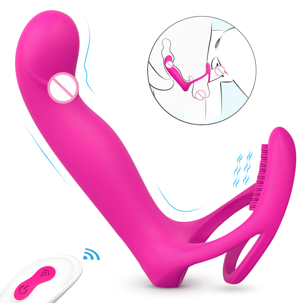 S266-2 rechargeable remote mens female dildo g spot sex silicone cock penis ring vibrator anal vibrating cock ring for couple image