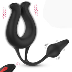 S278-2 sex toys cocking ring vibrator silicone mens penis vibrating cock ring with anal stimulation