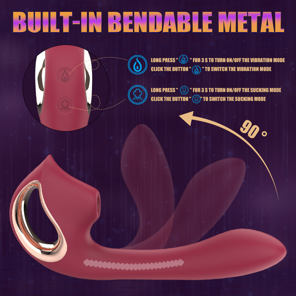 S434 Bendable tile clitoris g spot double stimulation Vibrator Sucker handheld Vibrator for women