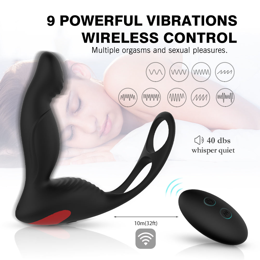 S070-2 High-tech remote control Prostate Massage with penis ring Vibrating and rechargeable Anal Stimulator Prostata Massager