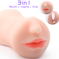 S320  3 in 1 TPE realistic Pocket Pussy Toy for men Mouth Vagina Anal male masturbator sex toys for men masturbating