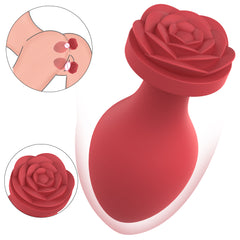 S375  drop shipping silicone rose sex toys rose black anal massager butt plug anal plug set
