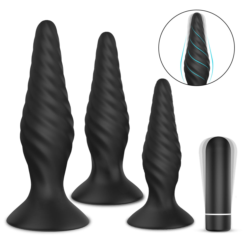 S169-2  3 Pcs/set Silicone electric shock Vibrating Sex Toys Anal Butt Plug Underwear For Male Couple Anal sexual