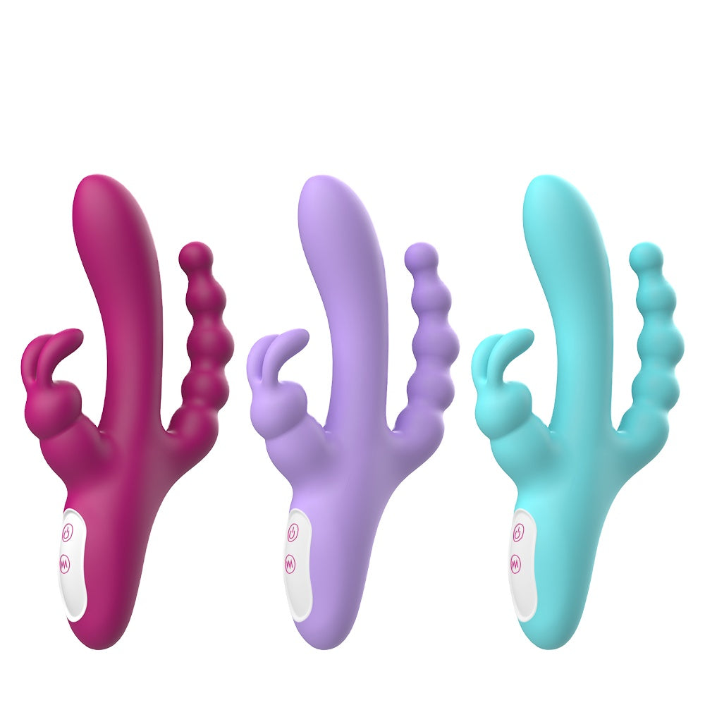 S491 consoladores para mujer 3 in 1 Clitoris G spot Anus stimulation rabbit vibrator for women couple with 9 vibrating modes
