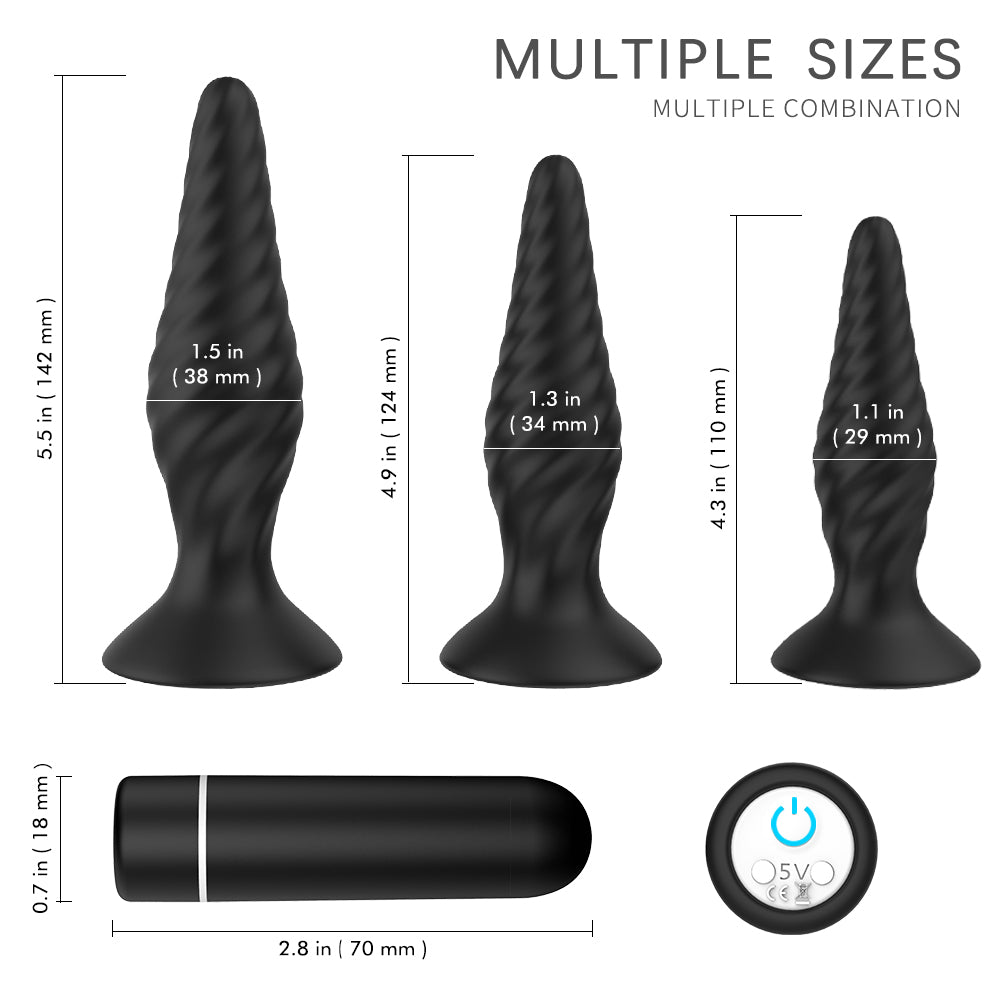 S169-2 3 Pcs/set Silicone electric shock Vibrating Sex Toys Anal Butt Plug Underwear For Male Couple Anal sexual picture