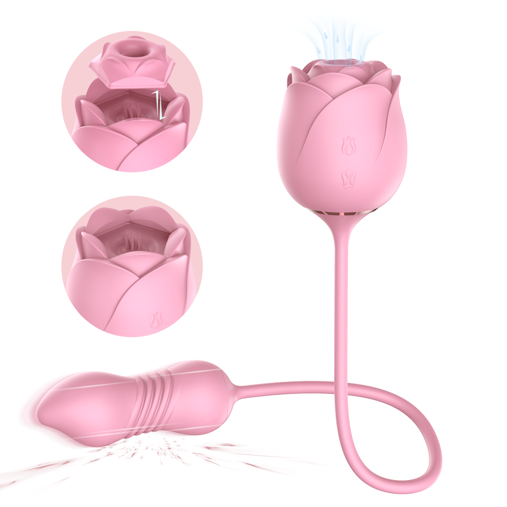 S389-5 Wholesale sucking rose vibrator for women G sopt rose toy with 9 vibration nipple clitoral stimulator