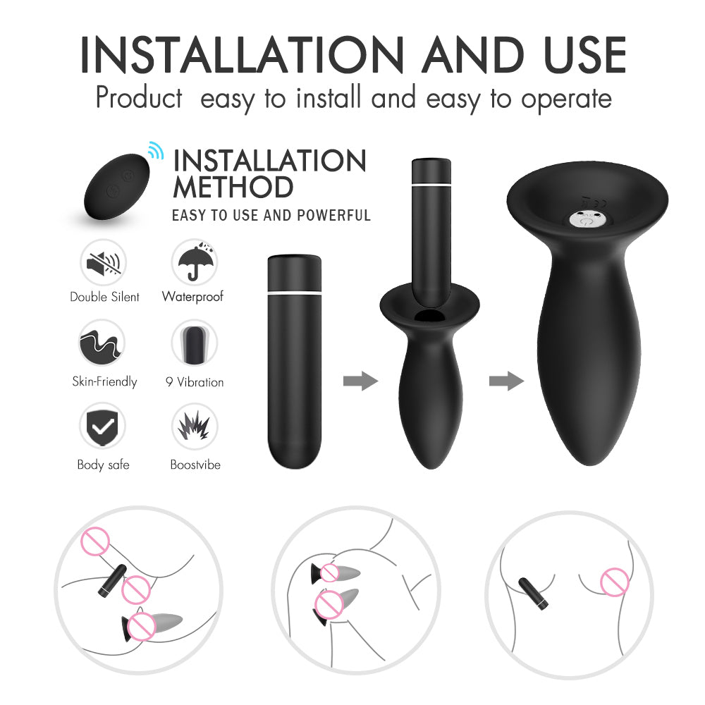 S104-2   3 pcs Remote Control Butt Plug Sex Toys Chastity Anal Plug Vibrator For Man Women