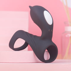 S094 Dual Motor Silicone Penis Ring Sleeve Vibrating Sex Toys Cock Ring For Man