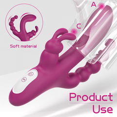 S491 consoladores para mujer 3 in 1 Clitoris G spot Anus stimulation rabbit vibrator for women couple with 9 vibrating modes