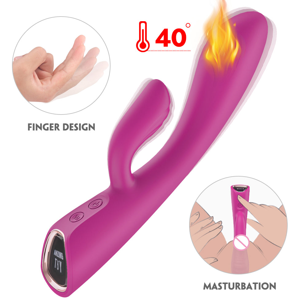 H001 Amazon hot selling G spot Rabbit Vibrator with Heating function Ciltoris Vagina stimulation dildo sex toys for women