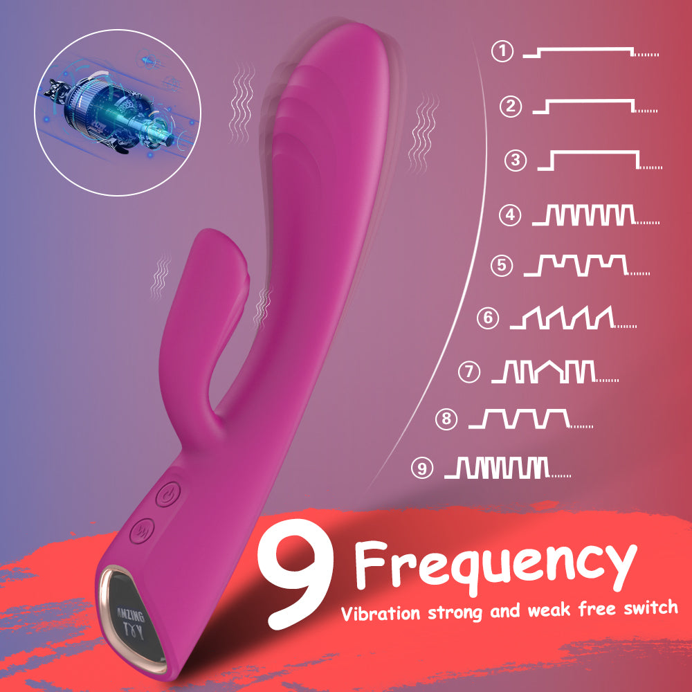 H001 Amazon hot selling G spot Rabbit Vibrator with Heating function Ciltoris Vagina stimulation dildo sex toys for women