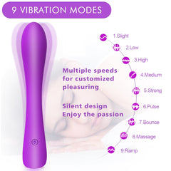 S023  Hot Sale  Silicone Recharger Waterproof 9 vibration modes dildo vibrator sex toy for Women Couple