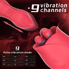 S475-7 drop shipping nipple massager pulsing rose vibrator 2 in 1 sex toys for women vagina vibrator