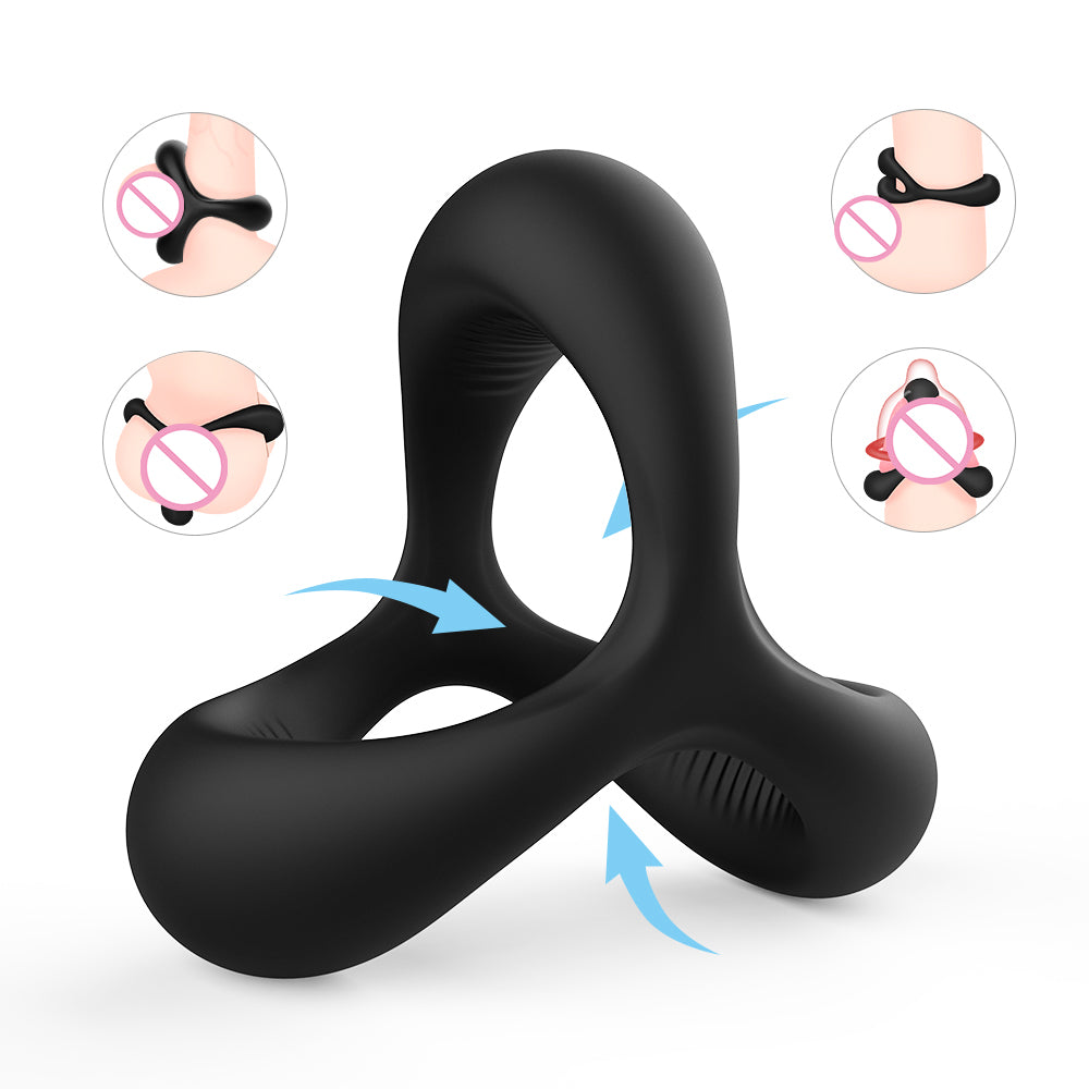 S298-2  delay ejaculation glans penis cage cock sex toys rings sleeve triple black cock rings for men