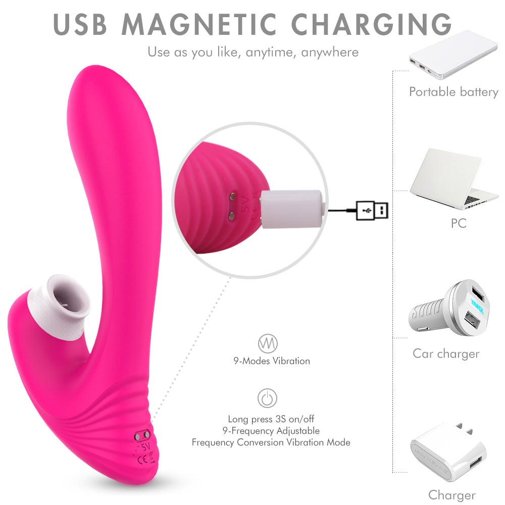 S184 Clitoral Sucking Vibrator 9 Intensities Modes for Women Waterproof Rechargeable Quiet Clitoris Nipples Suction Vibrator
