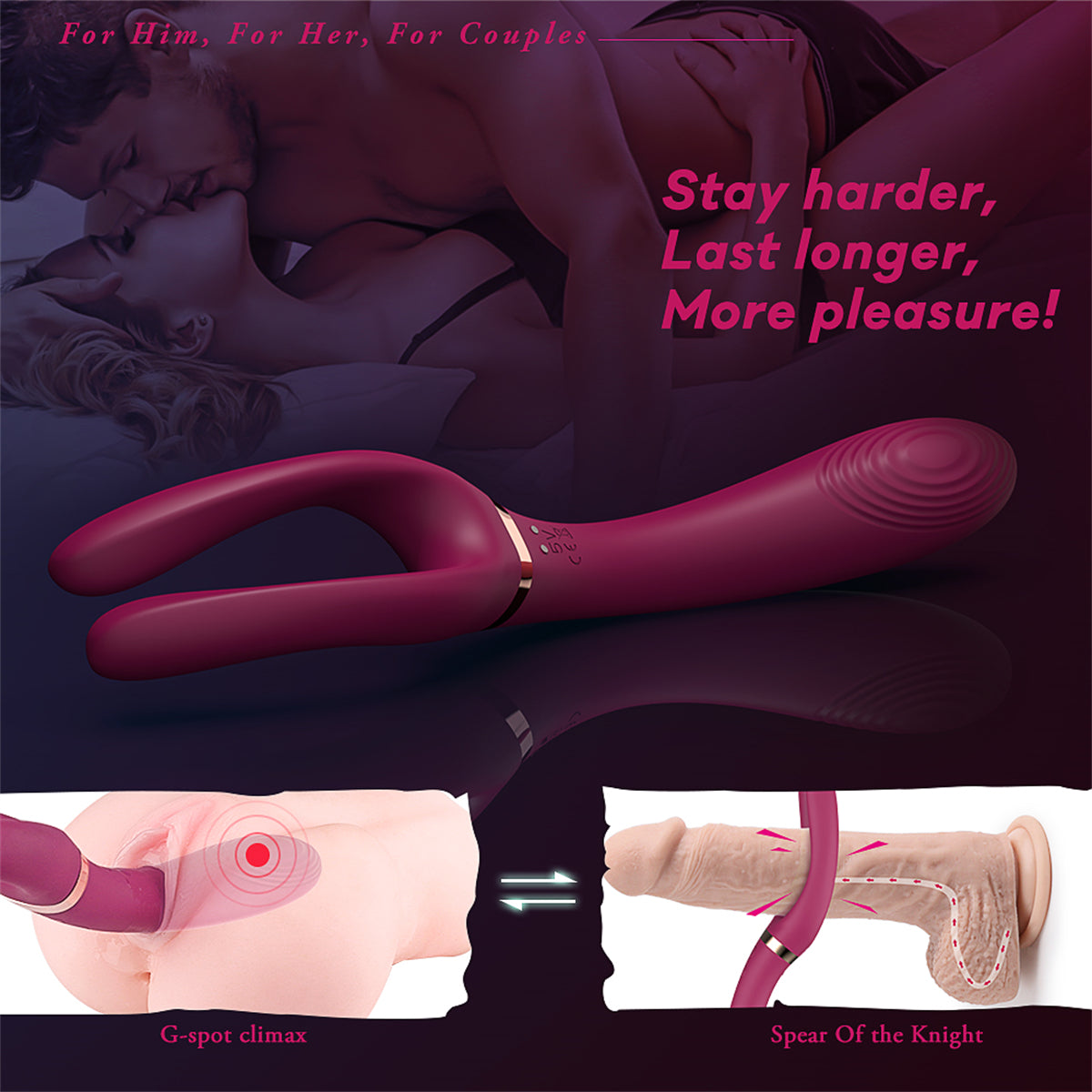H010 Silicone Lesbian Masturbation stick Sex Toy Vibrating Shaking Double Stimmulation Vibrator In Sex Products Women