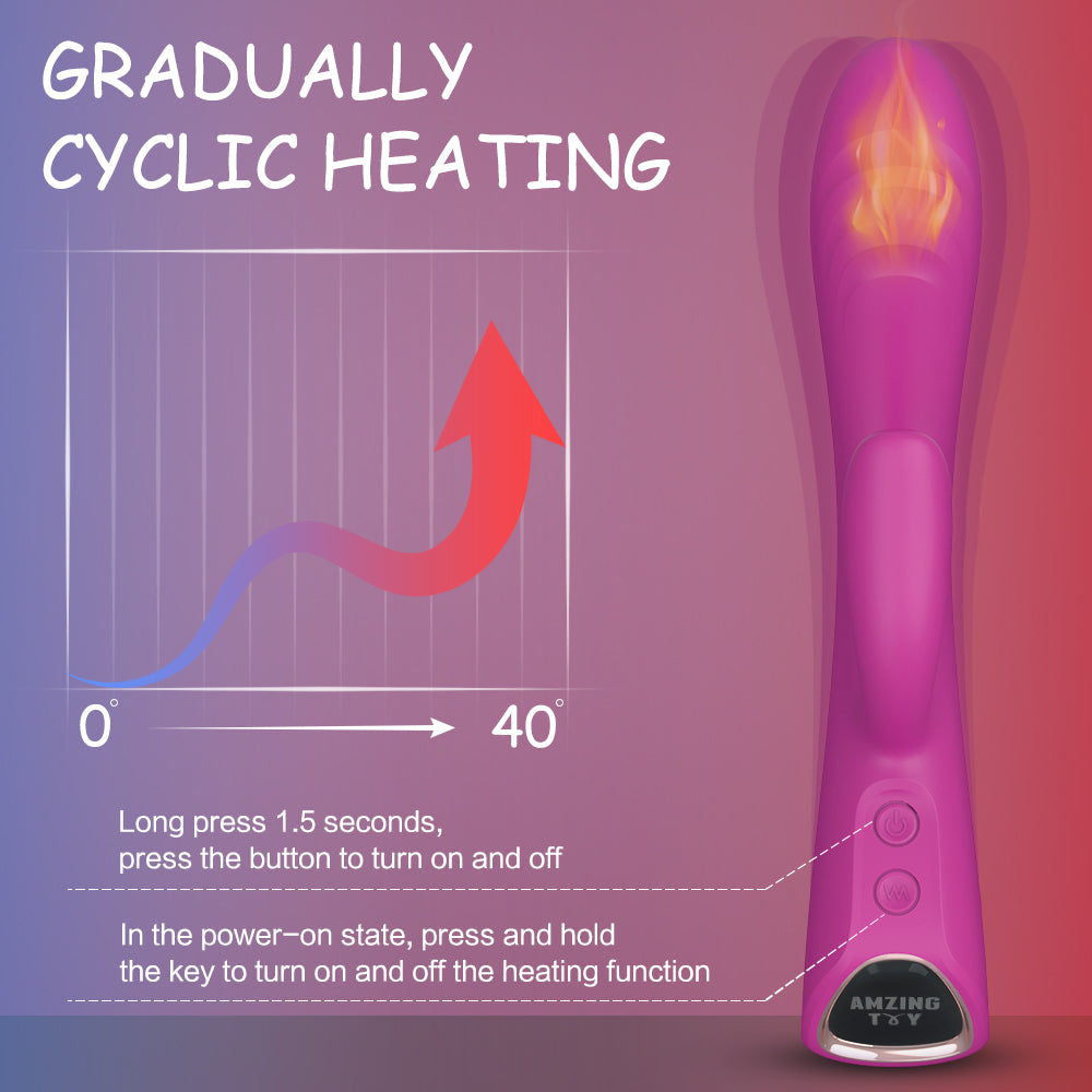 Amazon hot selling G spot Rabbit Vibrator with Heating function Ciltoris Vagina stimulation dildo sex toys for women Foto
