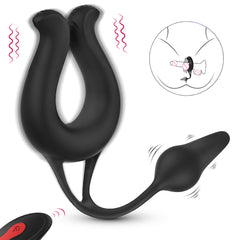 S278-2 sex toys cocking ring vibrator silicone mens penis vibrating cock ring with anal stimulation